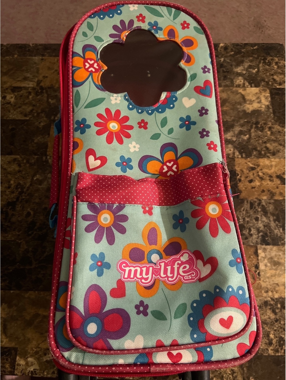 My Life As Floral Pattern Rolling Luggage Bag for Kids